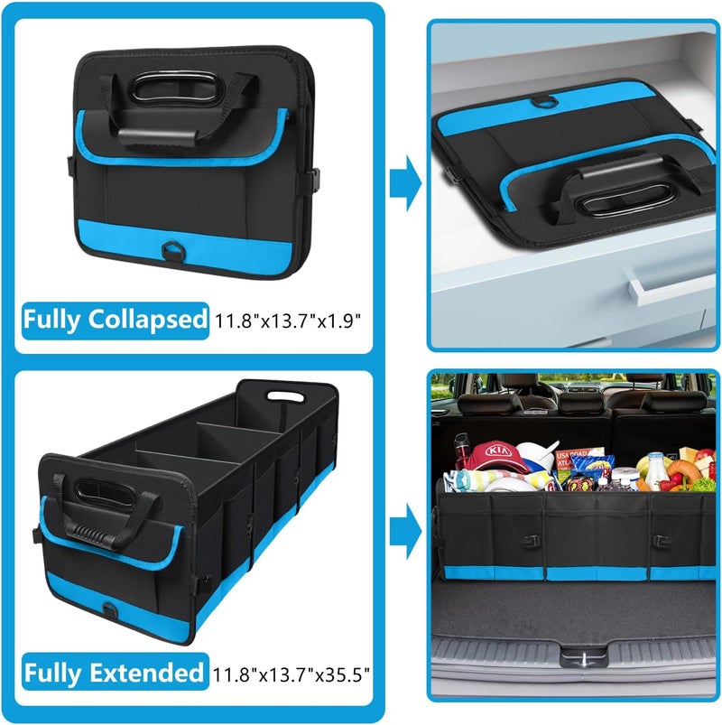 AOPHY Trunk Organizer for Car, Car Storage Organizer with 2 adjustable straps, 95L Large Capacity Cargo Organizer for Suv, Truck, Sedan, Waterproof Portable Car Organizers for Women Men（Blue） - Image 2